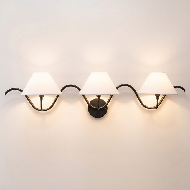 Wall Light – Modern Matte Black Triple Shade Wave Wall Sconce, Luxury Contemporary Bedroom & Living Room Designer Lighting Fixture