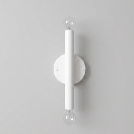 Wall Light Matte White Contemporary Cylinder Sconce, Elegant Scandinavian Double Globe Wall Fixture for Modern Luxury Interiors