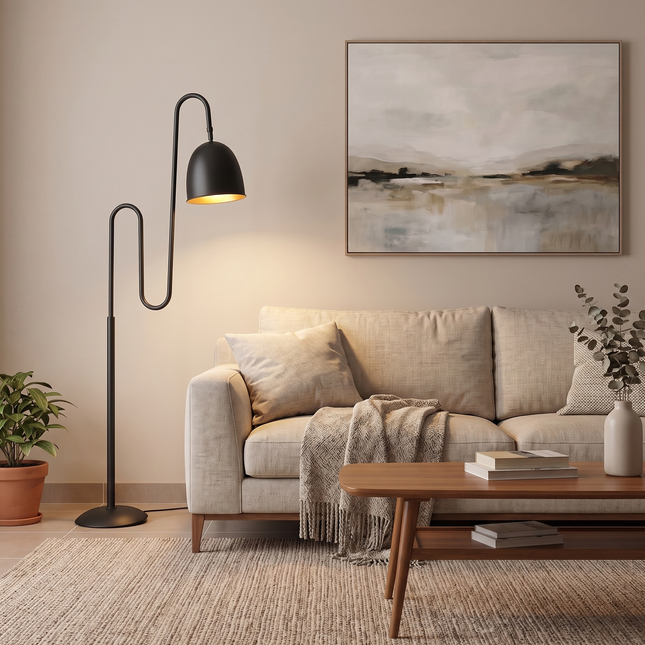 Floor Lamp in Matte Black, Modern Sculptural Standing Floor Lamp, Minimalist Reading, Lamp,Contemporary Living & Bedroom Modern Decoration