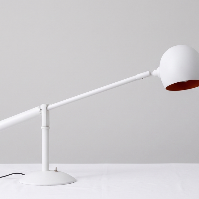 Table Lamp – Scandinavian White Adjustable Table Lamp with Modern Dome Shade | Minimal Contemporary Desk and Bedside Lighting