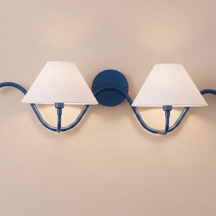 Modern Blue Double Wall Sconce Minimalist Wall Light, Elegant Hardwired Lighting Fixture for Bedroom Living Room Hallway Entryway Décor