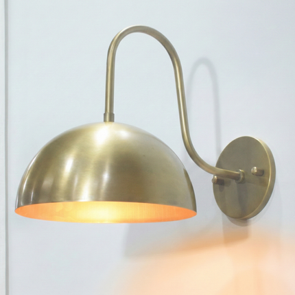 Modern Brass Dome Wall Sconce, Vintage Gold Bedside Wall Light, Minimalist Nordic Reading Lamp