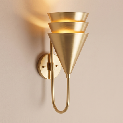 Gold Wall Sconce, Brass Wall Light, 3 Tier Wall Lamp, Sculptural Wall Sconce,Lighting, Luxury Art Decor Home Decor Living room light Bedroom