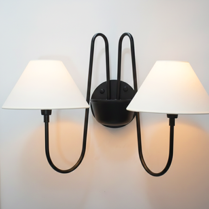 Wall Light Matte Black Contemporary Double Shade Sconce, Premium Modern Wall Fixture for Luxury Hallway, Bedroom & Living Room Ambience