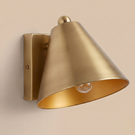 Antique Brass Wall Sconce, Brass Wall Lamp Modern Metal Shade Light, Bedroom Sconce, Living Room Lighting,Mid Century Wall Light design lamp