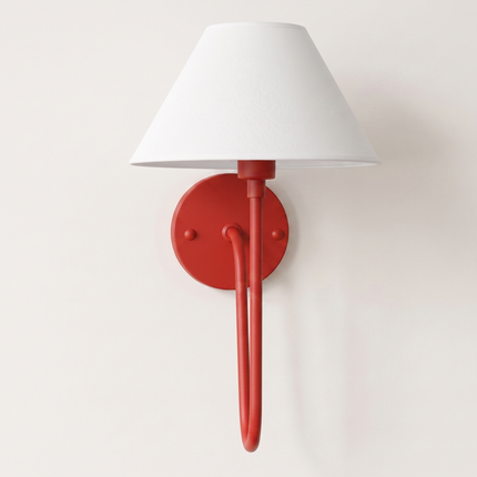 Wall Light Red Fabric Shade Wall Sconce, Modern Artistic Bedroom Bedside Lamp, Luxury Scandinavian Lighting Fixture