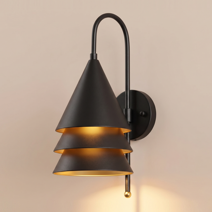 Matte Black Wall Sconce, Modern Wall Light, Sculptural Wall Lamp, 3 Tier Sconce, Minimalist Lighting, Contemporary Home Decor desiging lamp