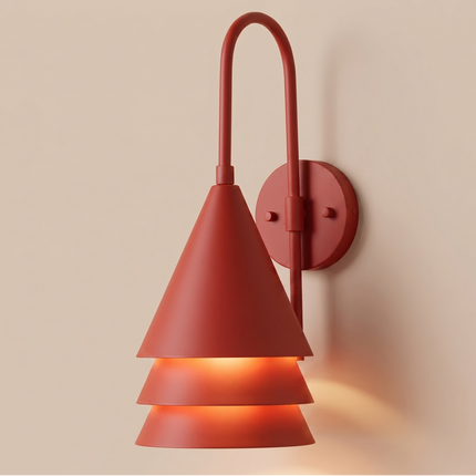 Red Wall Sconce, Modern Wall Light, 3 Tier Wall Lamp, Sculptural Lighting, Red Accent Light, Contemporary Art Deco Home Decor design lamp