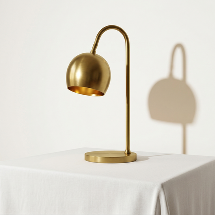 Table Lamp – Modern Gold Metal Reading Table Lamp with Adjustable Dome Shade | Minimal Desk and Study Accent Lighting