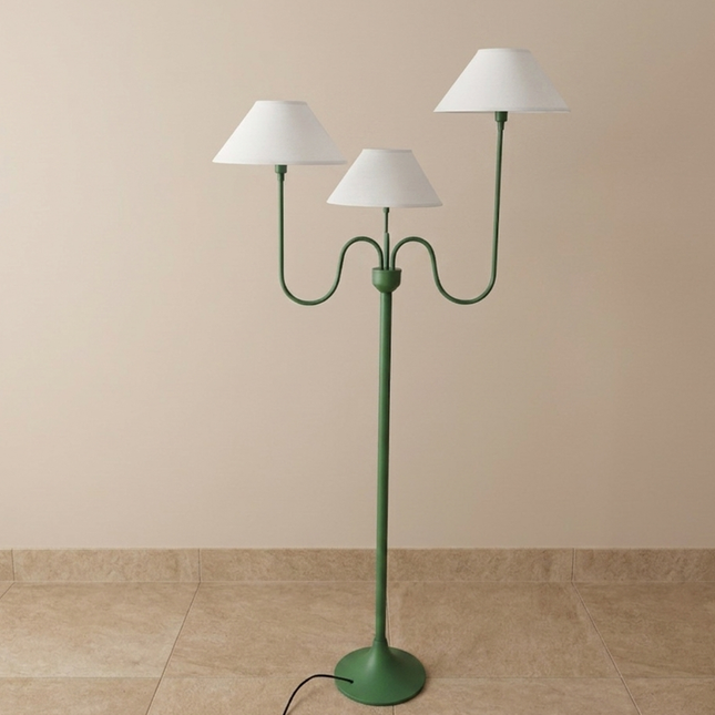 Floor Lamp with Modern Green Light White Fabric Shades, Contemporary Accent Lighting for Living Room, Bedroom Corner & Stylish Home Decor