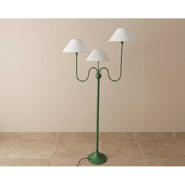 Floor Lamp with Modern Green Light White Fabric Shades, Contemporary Accent Lighting for Living Room, Bedroom Corner & Stylish Home Decor