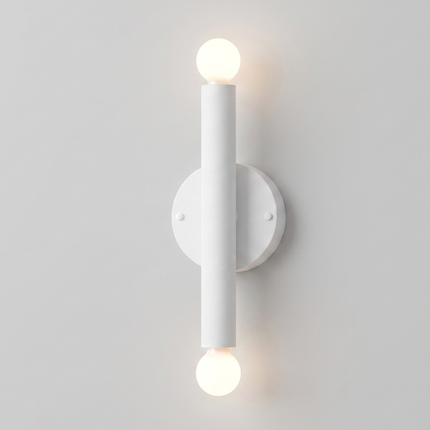 Wall Light Matte White Contemporary Cylinder Sconce, Elegant Scandinavian Double Globe Wall Fixture for Modern Luxury Interiors