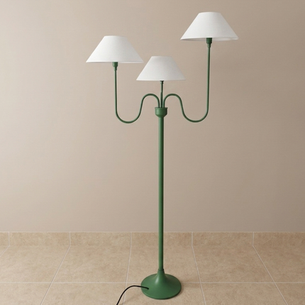 Floor Lamp with Modern Green Light White Fabric Shades, Contemporary Accent Lighting for Living Room, Bedroom Corner & Stylish Home Decor