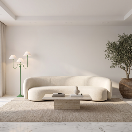 Floor Lamp with Modern Green Light White Fabric Shades, Contemporary Accent Lighting for Living Room, Bedroom Corner & Stylish Home Decor