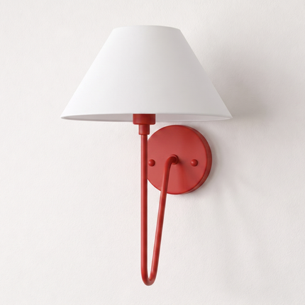 Wall Light Red Fabric Shade Wall Sconce, Modern Artistic Bedroom Bedside Lamp, Luxury Scandinavian Lighting Fixture