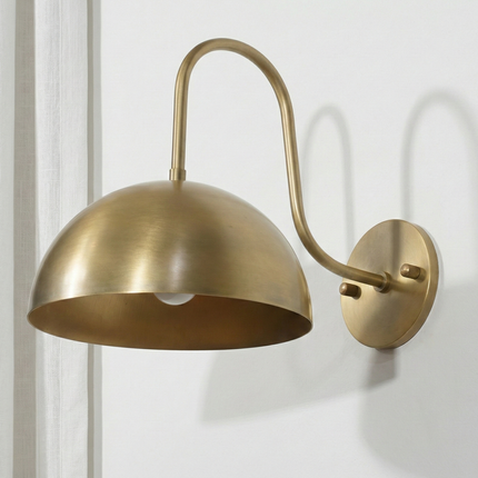 Modern Brass Dome Wall Sconce, Vintage Gold Bedside Wall Light, Minimalist Nordic Reading Lamp