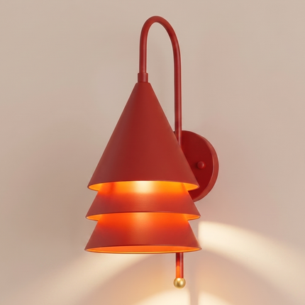 Red Wall Sconce, Modern Wall Light, 3 Tier Wall Lamp, Sculptural Lighting, Red Accent Light, Contemporary Art Deco Home Decor design lamp