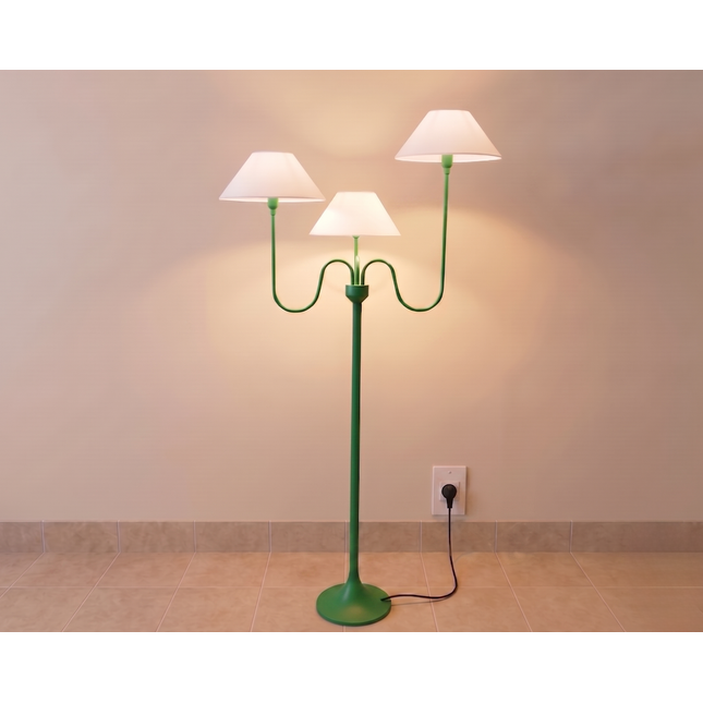 Floor Lamp with Modern Green Light White Fabric Shades, Contemporary Accent Lighting for Living Room, Bedroom Corner & Stylish Home Decor