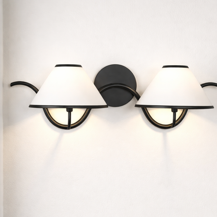 Wall Light Black Trim Twin Shade Sconce, High End Modern Wall Fixture, Scandinavian Designer Interior Lighting