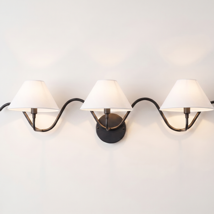 Wall Light – Modern Matte Black Triple Shade Wave Wall Sconce, Luxury Contemporary Bedroom & Living Room Designer Lighting Fixture
