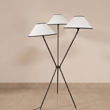 Floor Lamp Modern 3 Light Black Metal Standing Lamp Shade, Floor Lighting for Living Room Bedroom Office, Minimalist Scandinavian Home Decor