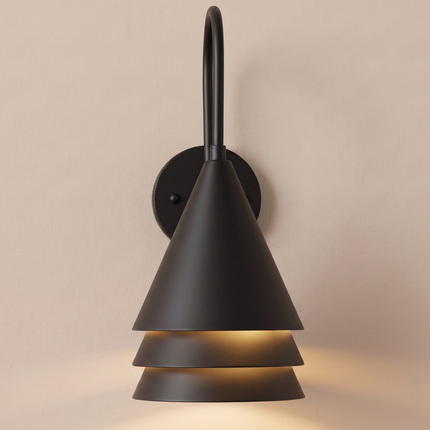 Matte Black Wall Sconce, Modern Wall Light, Sculptural Wall Lamp, 3 Tier Sconce, Minimalist Lighting, Contemporary Home Decor desiging lamp