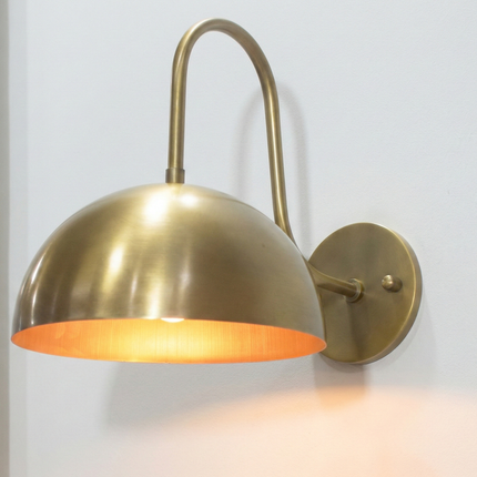 Modern Brass Dome Wall Sconce, Vintage Gold Bedside Wall Light, Minimalist Nordic Reading Lamp