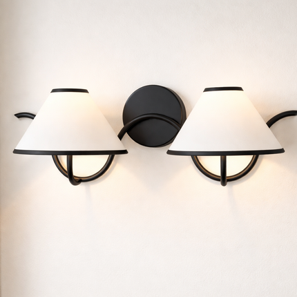 Wall Light Black Trim Twin Shade Sconce, High End Modern Wall Fixture, Scandinavian Designer Interior Lighting