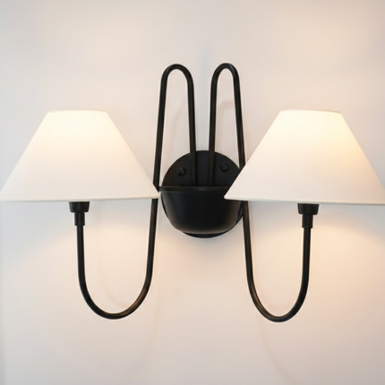 Wall Light Matte Black Contemporary Double Shade Sconce, Premium Modern Wall Fixture for Luxury Hallway, Bedroom & Living Room Ambience