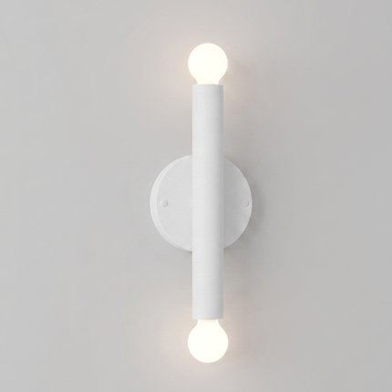 Wall Light Matte White Contemporary Cylinder Sconce, Elegant Scandinavian Double Globe Wall Fixture for Modern Luxury Interiors