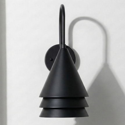Modern Matte Black Cone Wall Sconce, Minimal Wall Lamp, Luxury Geometric Lighting Fixture for Living Room, Bedroom & Hallway Decor