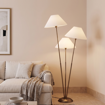 Floor Lamp in Antique Brass with Modern 3-Light, Sculptural Standing Lamp for Living Room, Bedroom, Reading Nook & Contemporary Home Decor