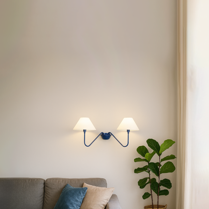 Blue Two-Light Wall Sconce: Floral Vanity Light