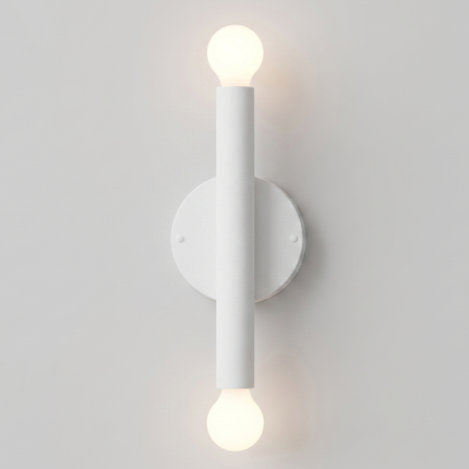 Wall Light Matte White Contemporary Cylinder Sconce, Elegant Scandinavian Double Globe Wall Fixture for Modern Luxury Interiors