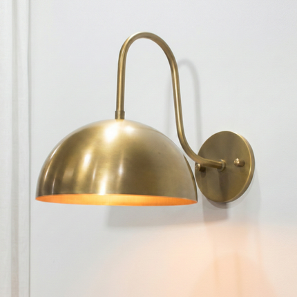Modern Brass Dome Wall Sconce, Vintage Gold Bedside Wall Light, Minimalist Nordic Reading Lamp