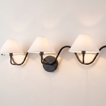 Wall Light – Modern Matte Black Triple Shade Wave Wall Sconce, Luxury Contemporary Bedroom & Living Room Designer Lighting Fixture