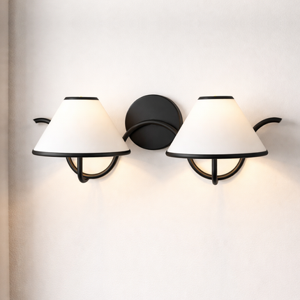Wall Light Black Trim Twin Shade Sconce, High End Modern Wall Fixture, Scandinavian Designer Interior Lighting