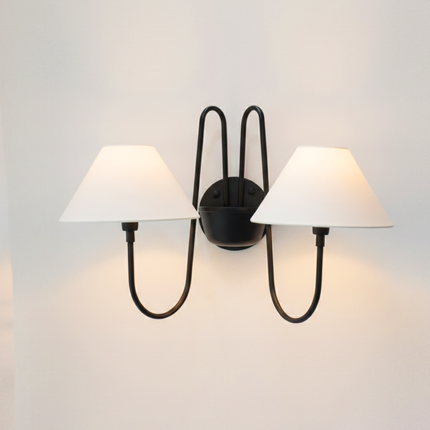 Wall Light Matte Black Contemporary Double Shade Sconce, Premium Modern Wall Fixture for Luxury Hallway, Bedroom & Living Room Ambience