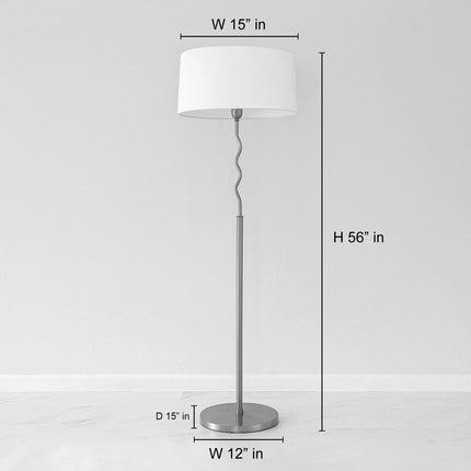 Handmade Brass Floor Lamp with White Shade: Mid Century Modern wood