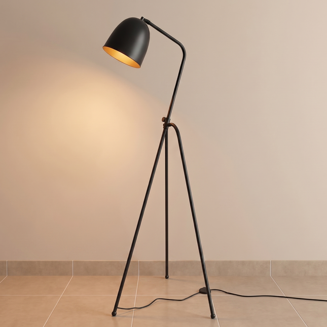 Floor Tripod Lamp Black Standing Light, Modern Floor Lamp for Living Room, Bedroom, Reading Corner Office, Mid Century Tripod Lighting Decor