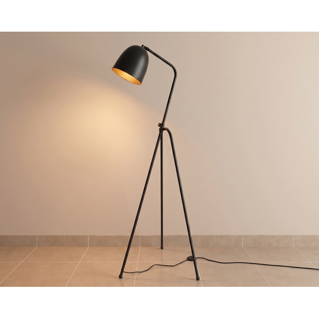 Floor Tripod Lamp Black Standing Light, Modern Floor Lamp for Living Room, Bedroom, Reading Corner Office, Mid Century Tripod Lighting Decor