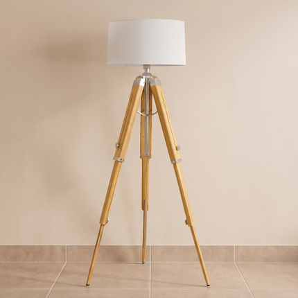 Floor Lamp with Tripod Modern Light Lamp, Natural Wood Standing Lamp, Scandinavian Nordic Living Room Light, Handmade in India