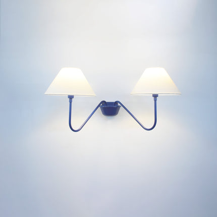 Blue Two-Light Wall Sconce: Floral Vanity Light