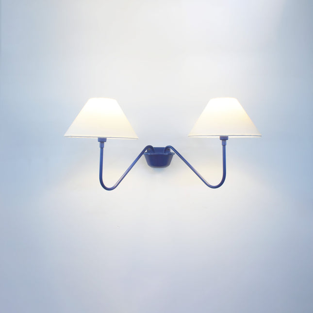 Blue Two-Light Wall Sconce: Floral Vanity Light