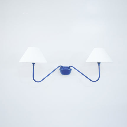 Blue Two-Light Wall Sconce: Floral Vanity Light
