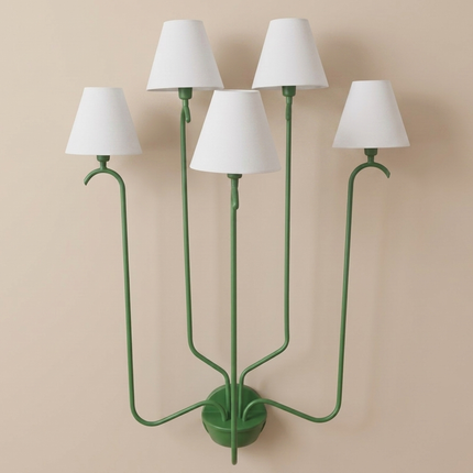Wall Sconce Modern Green Multi Arm – Wall Lamp with White Fabric Shades | Wall Lighting Fixture for Bedroom Living Room Hallway Decor design