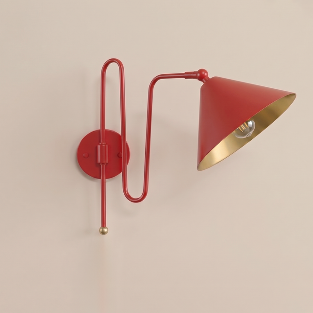 Red Wall Sconce, Modern Red Wall Lamp, Red Wall Light, Sculptural Wall Sconce, Mid Century Wall Lamp, Bedroom Lighting, Statement Sconce