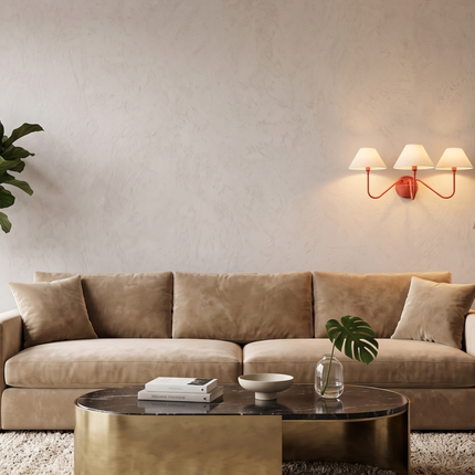 Wall Light – Artistic Red Triple Cone Shade Wall Sconce Contemporary Luxury Designer Lighting Fixture Modern Interiors Lighting LivingRoom