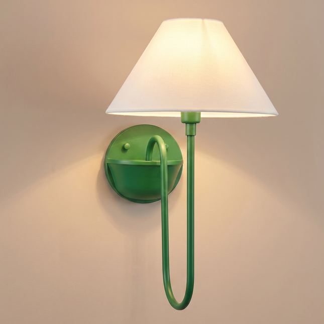 Wall Sconce with Emerald Green Fabric Shade, Contemporary Accent Wall Light Modern Bedroom Reading Lamp Designer Hallway Decoration Lighting