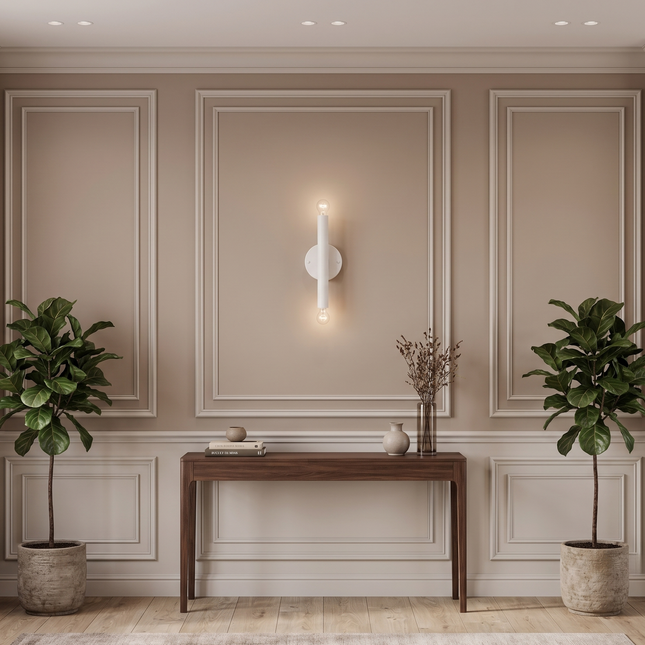 Modern White Wall Sconce, Double Ended Wall Light, Minimalist Tube Wall Lamp, Contemporary Sconce, Mid Century Wall Lighting, Bathroom Light